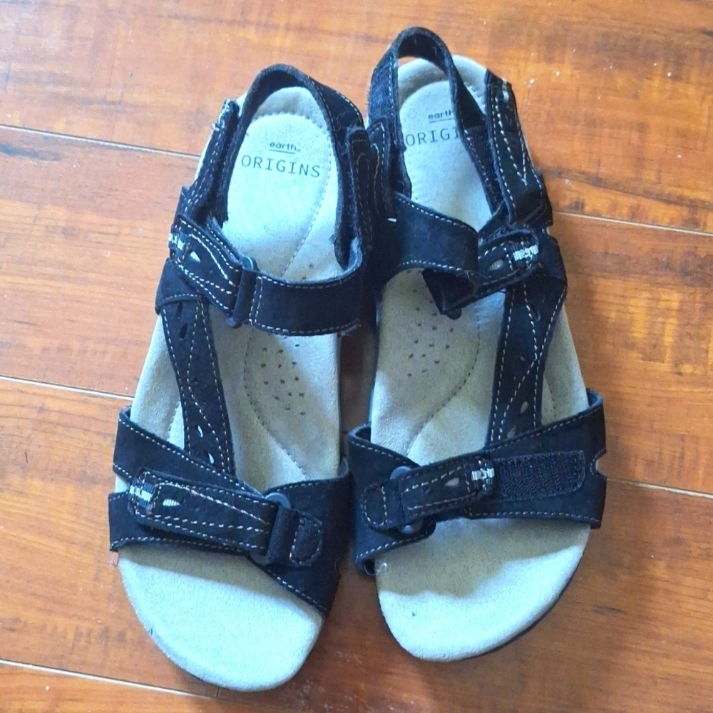 Earth Origins Women’s black suede Leather Flat Heel Sandals Shoes US 9… - Picture 12 of 12